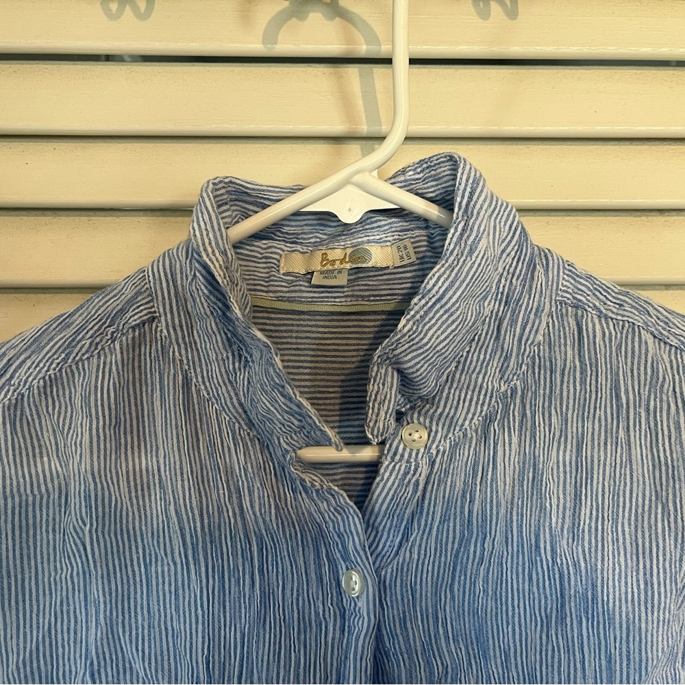 Blue Striped Button-Up Shirt